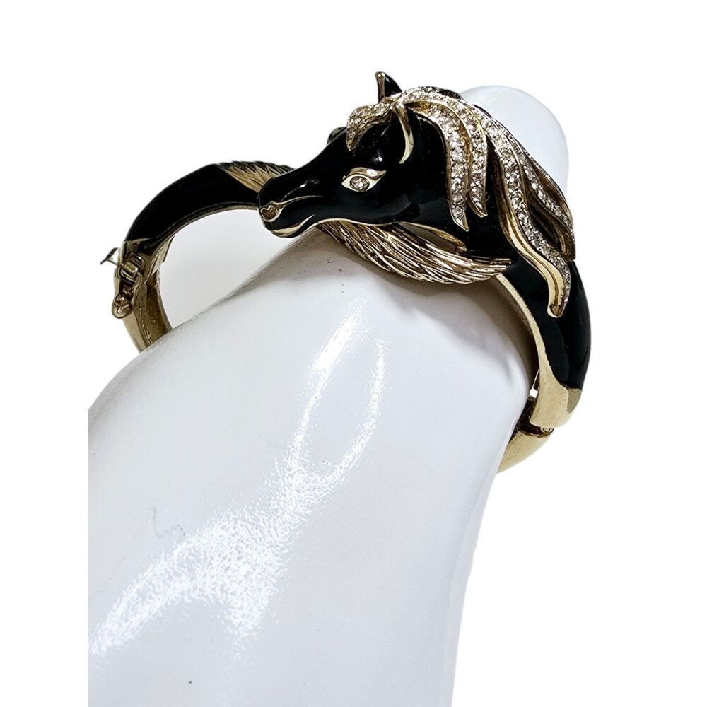 Panetta Rare Swarovski Rhinestone Horse head and Enamel Vintage Costume Bracelet - Picture 2 of 16